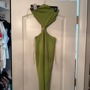 Green Cut Out Midi Dress